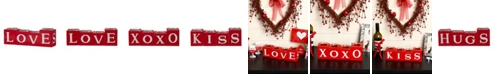 Glitzhome Valentine's Love, XOXO, Hugs, Kiss All Round Candle Holder Table Decor, Set of 4